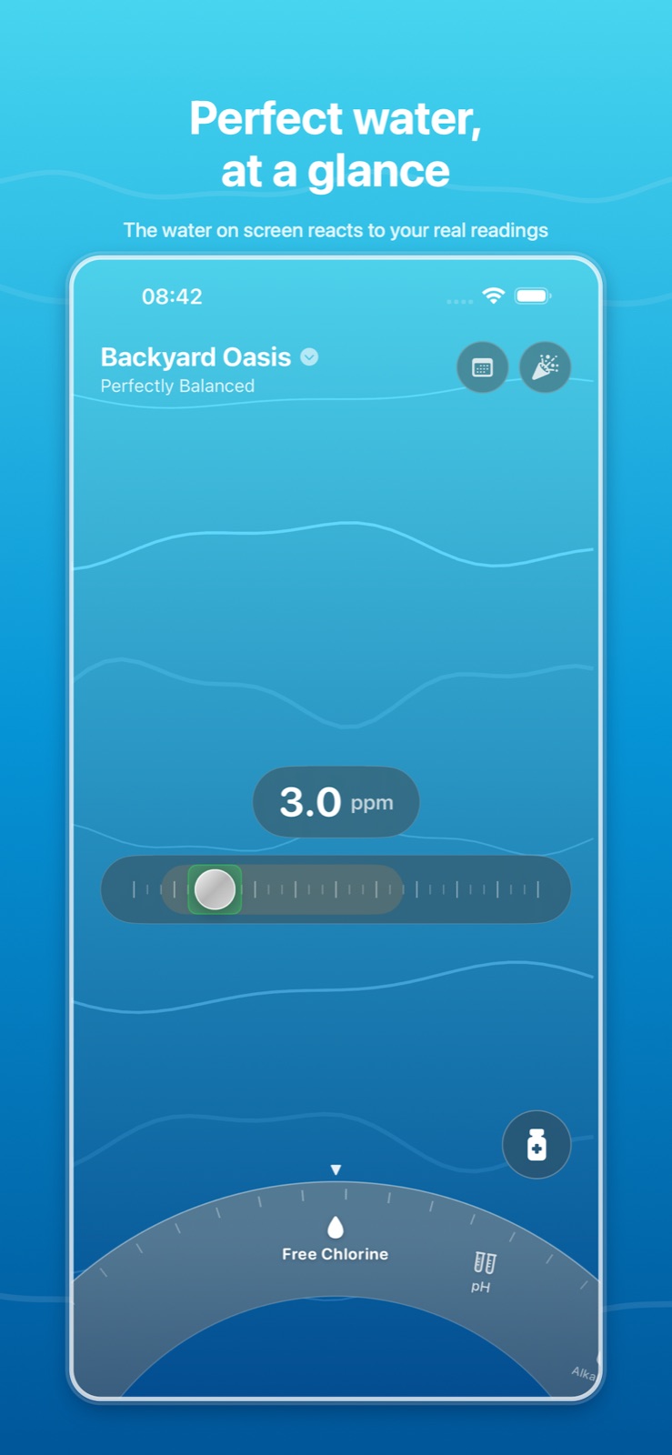 AuraPool reactive dashboard: perfect water at a glance