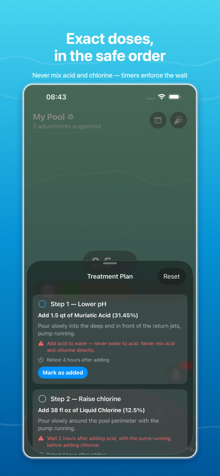 AuraPool step-by-step treatment plan with wait timers