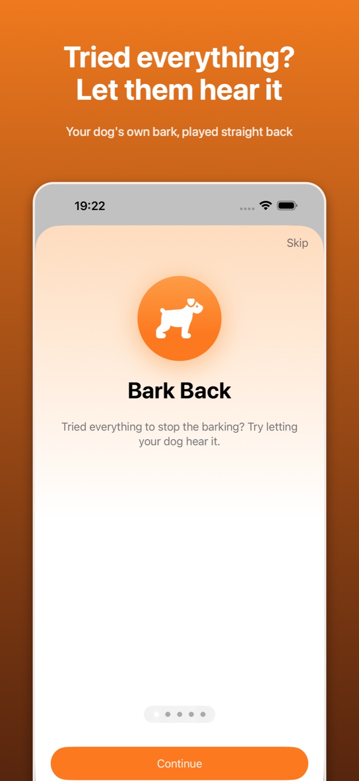 Bark Back onboarding: your dog's own bark, played straight back