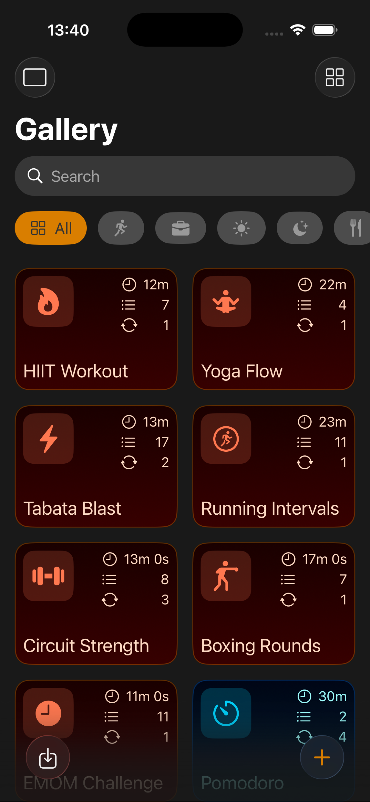 TimerStack editor screen